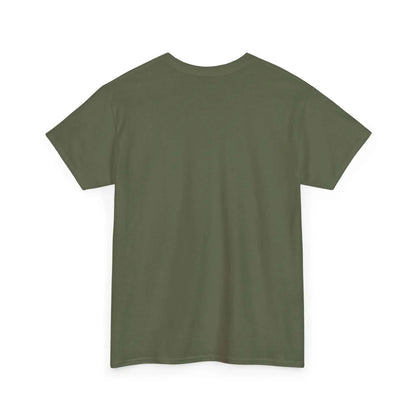 Back view of the All For His Glory TShirt — Christian Faith Graphic Tee in olive green.
