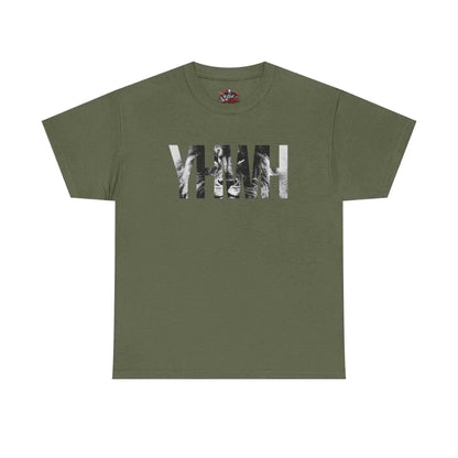 YHWH Marble Text T-Shirt — Minimalist Religious Faith Tee T-Shirt Printify Military Green S