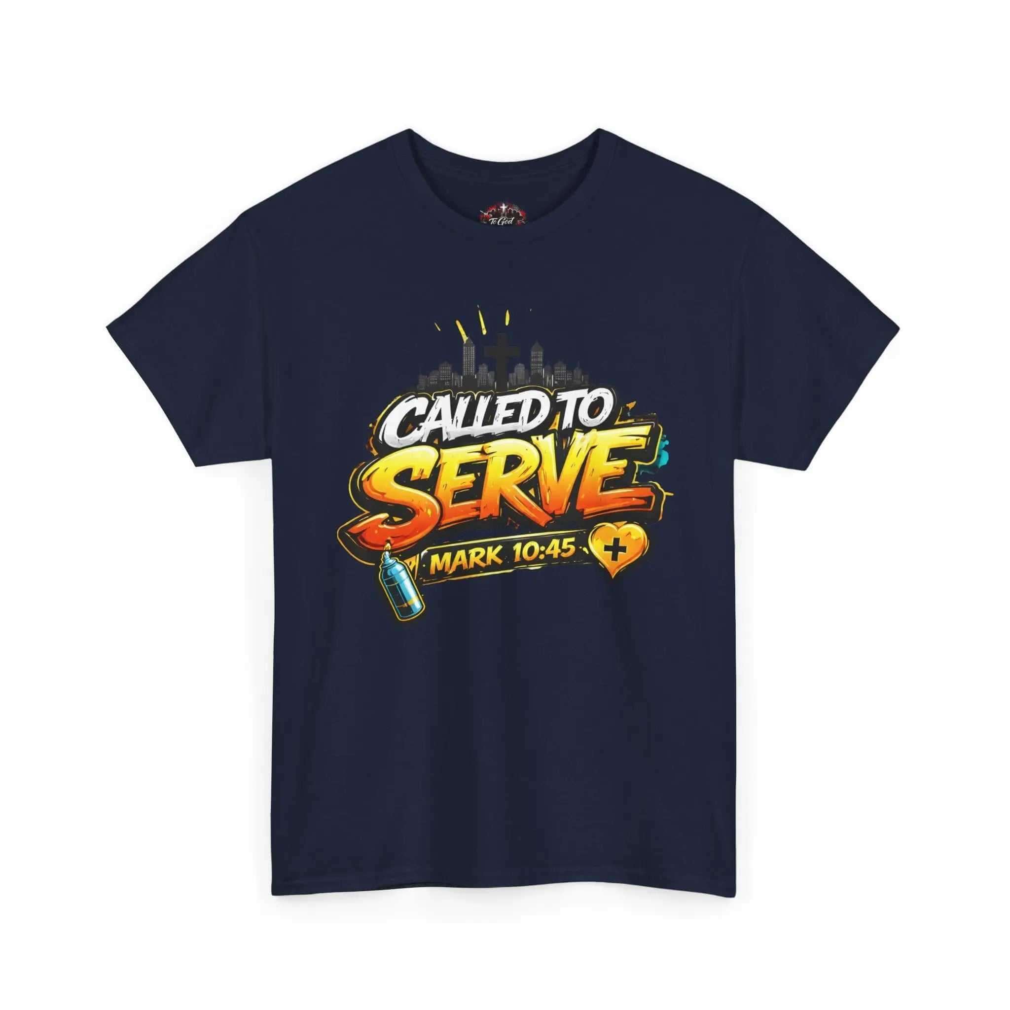 Called To Serve Tee Religious soft featuring bold graphics and scripture, ideal for casual wear and personal expression.