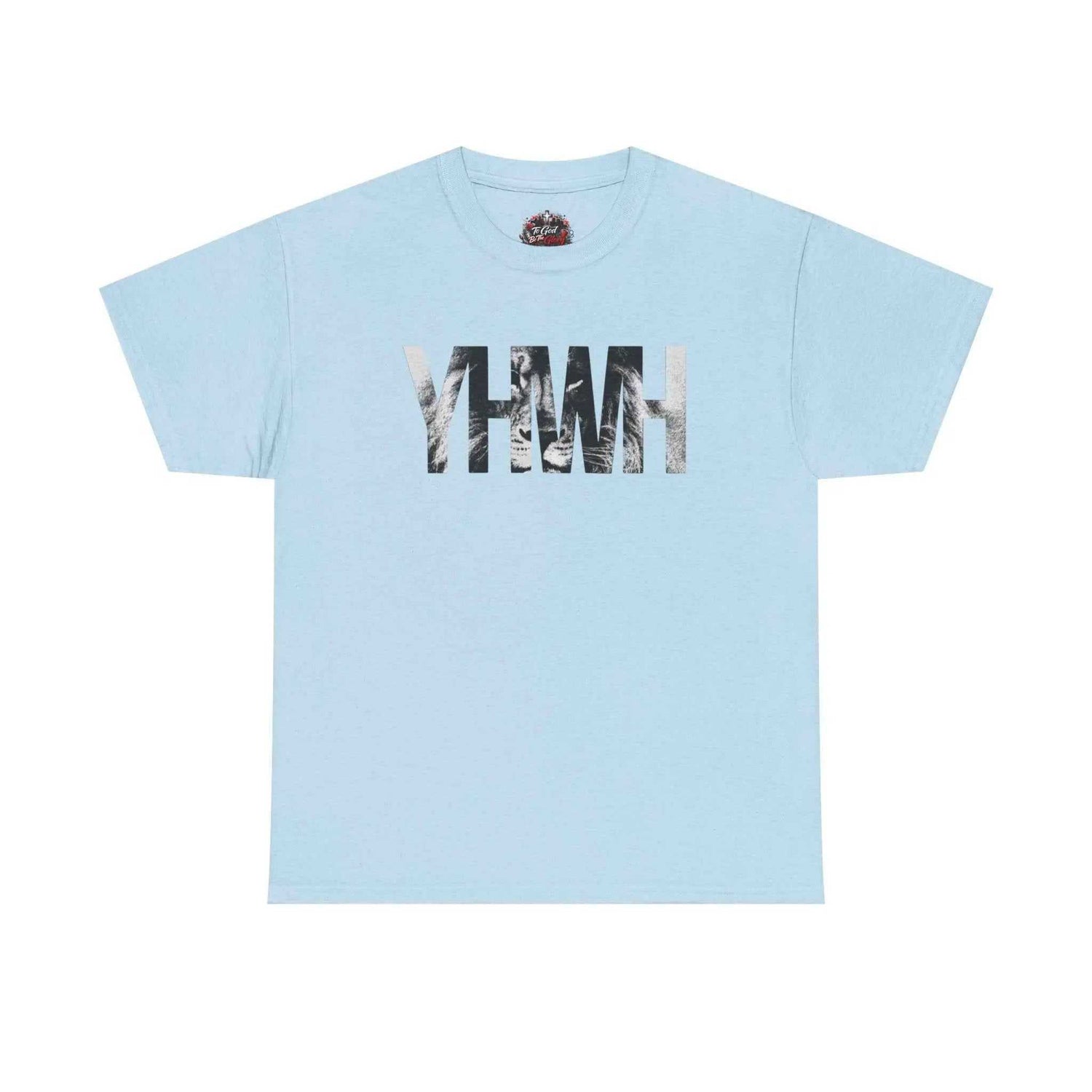 YHWH Marble Text T-Shirt — Minimalist Religious Faith Tee T-Shirt Printify Light Blue S