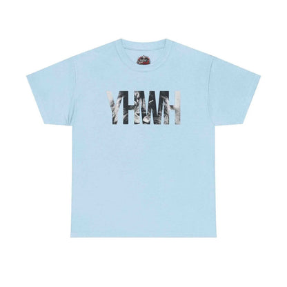 YHWH Marble Text T-Shirt — Minimalist Religious Faith Tee T-Shirt Printify Light Blue S