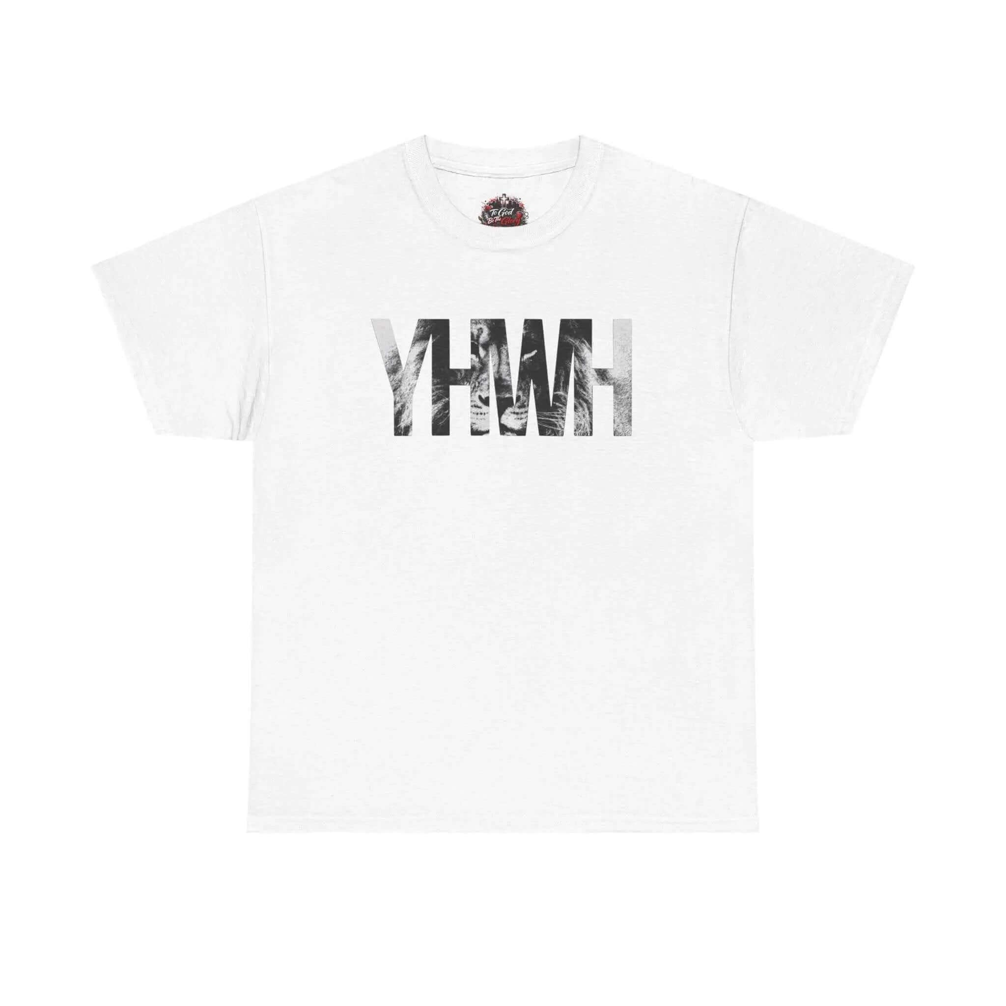 YHWH Marble Text T-Shirt — Minimalist Religious Faith Tee T-Shirt Printify White S