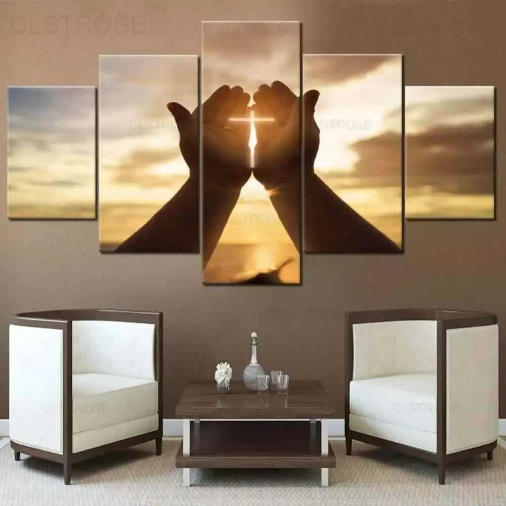 5 Pieces Cross Wall Religious Decor Art To God be The Glory Creations