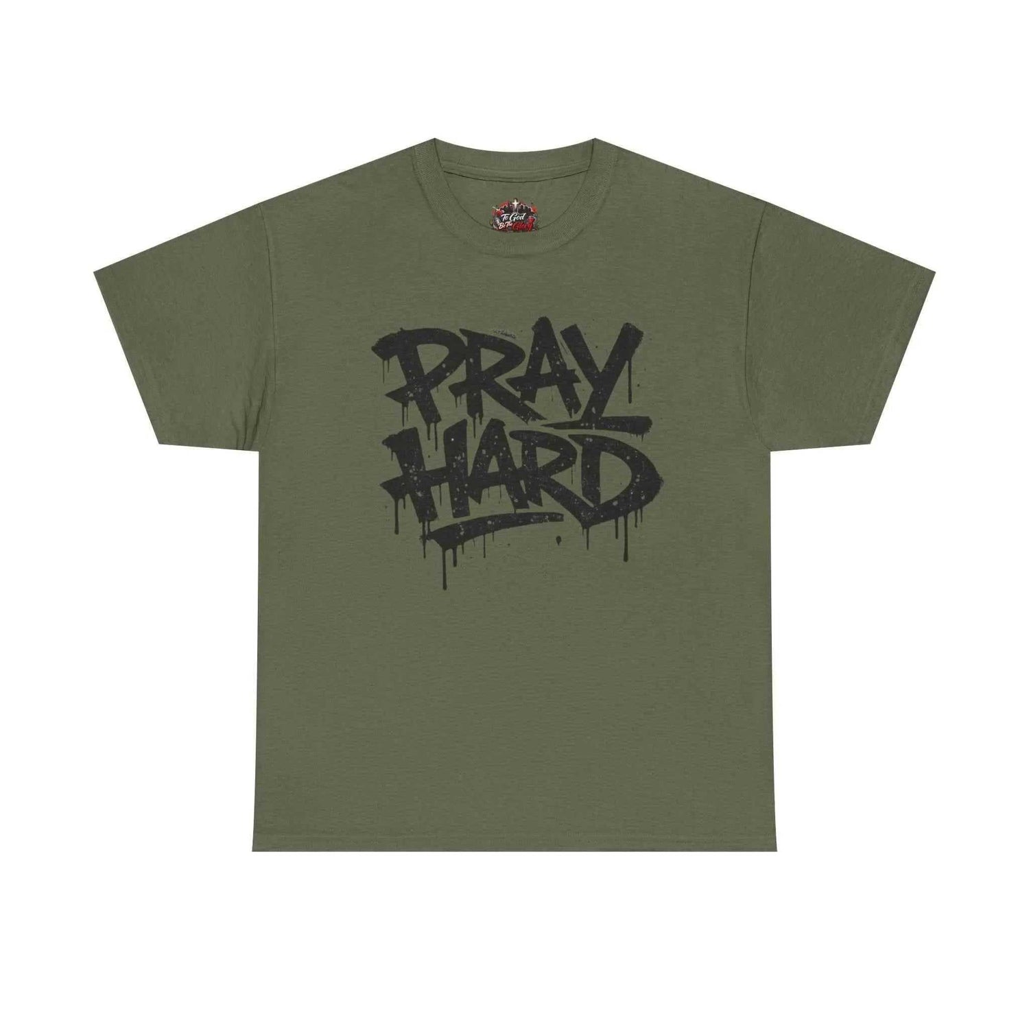 Pray Hard Tee — Urban Streetwear Christian Graphic T-Shirt T-Shirt Printify Military Green S