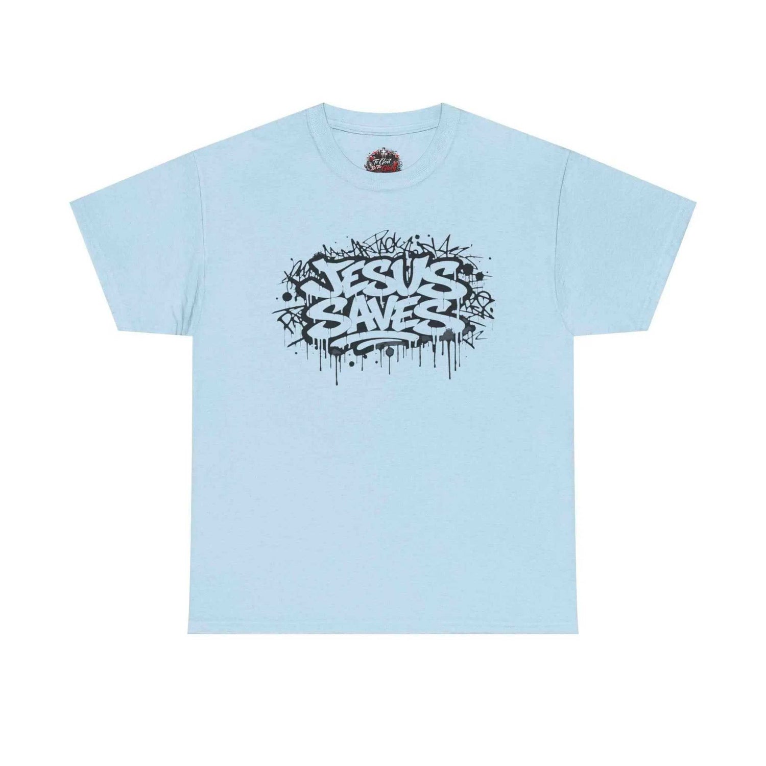 Jesus Saves Graffiti T-Shirt T-Shirt Printify Light Blue S