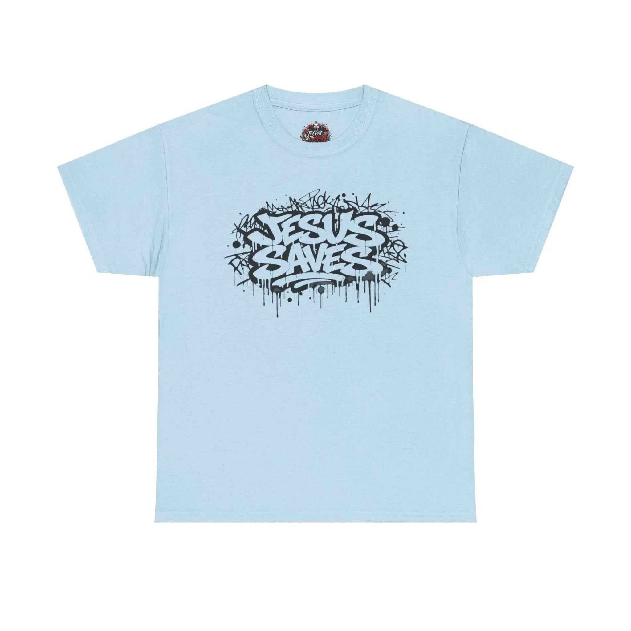 Jesus Saves Graffiti T-Shirt T-Shirt Printify Light Blue S