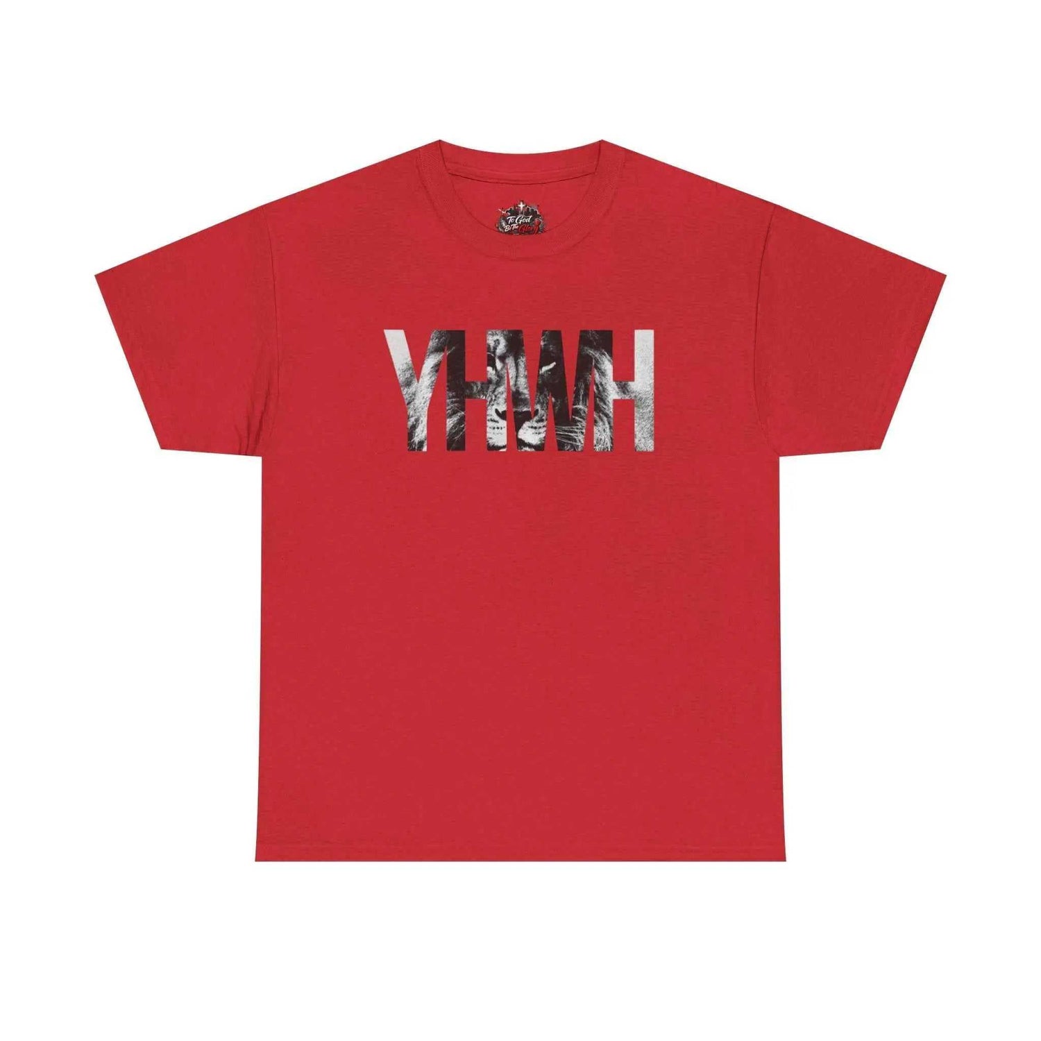 YHWH Marble Text T-Shirt — Minimalist Religious Faith Tee T-Shirt Printify Red S
