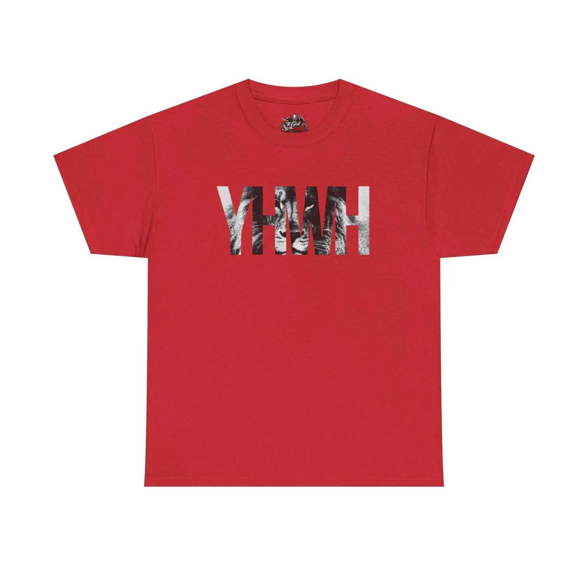 YHWH Marble Text T-Shirt — Minimalist Religious Faith Tee T-Shirt Printify Red S
