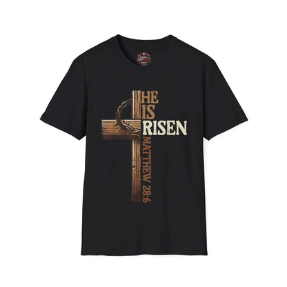 He is risen T-Shirt Religious unisex T-Shirt Printify Black S