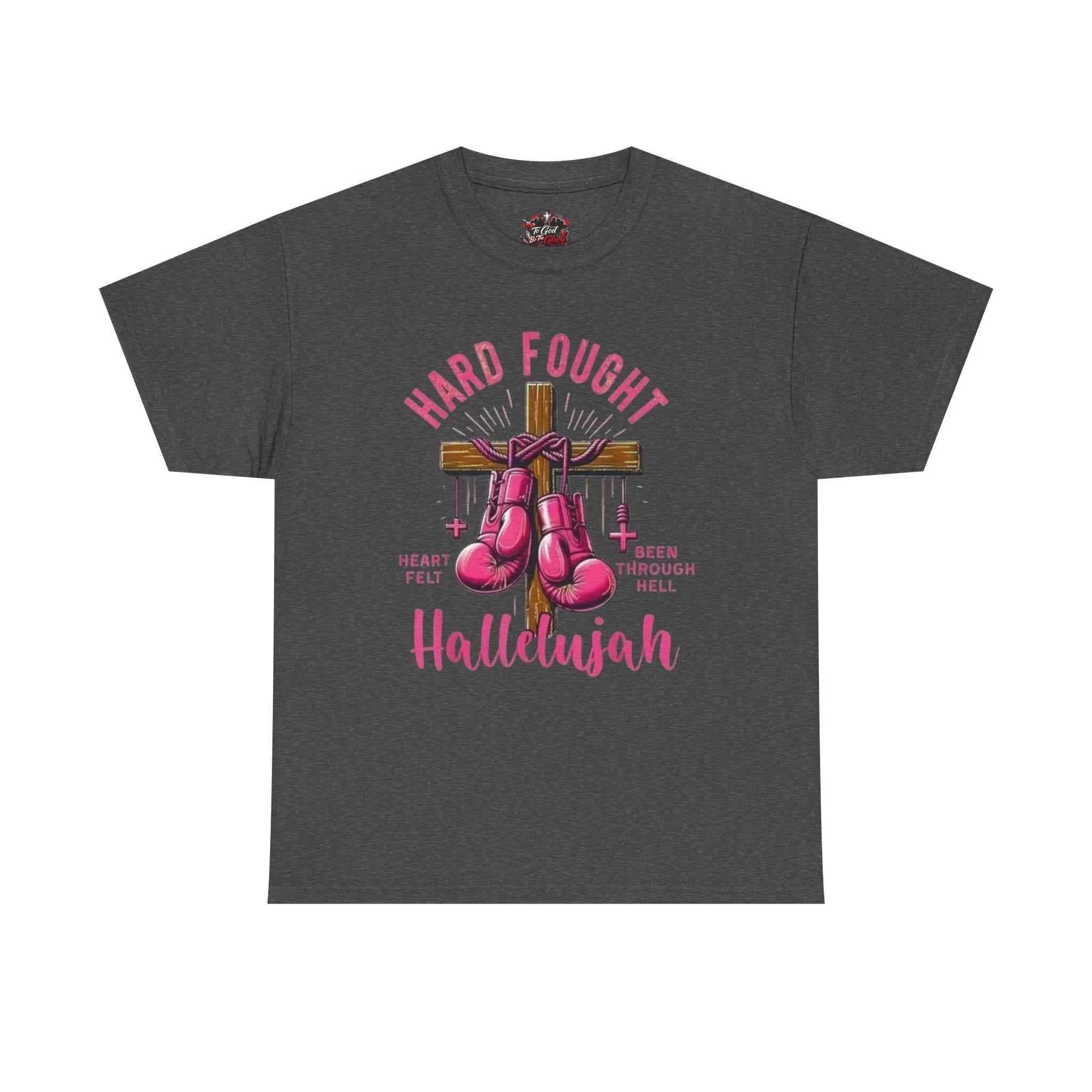 Hard fought Hallelujah Tee religious T-Shirt Printify Dark Heather S