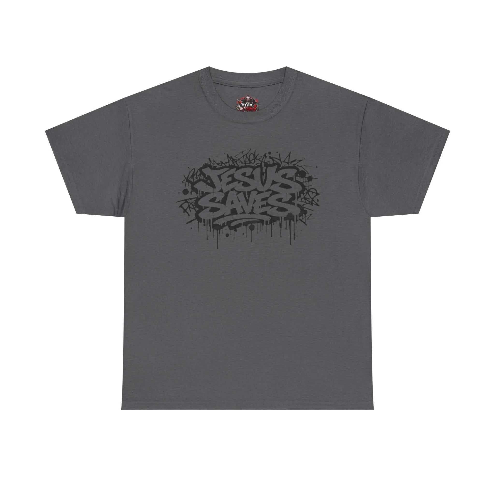 Jesus Saves Graffiti T-Shirt T-Shirt Printify Charcoal S