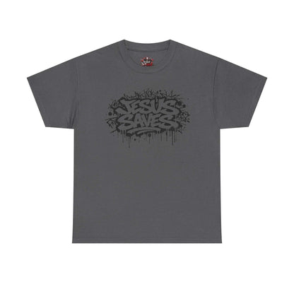 Jesus Saves Graffiti T-Shirt T-Shirt Printify Charcoal S