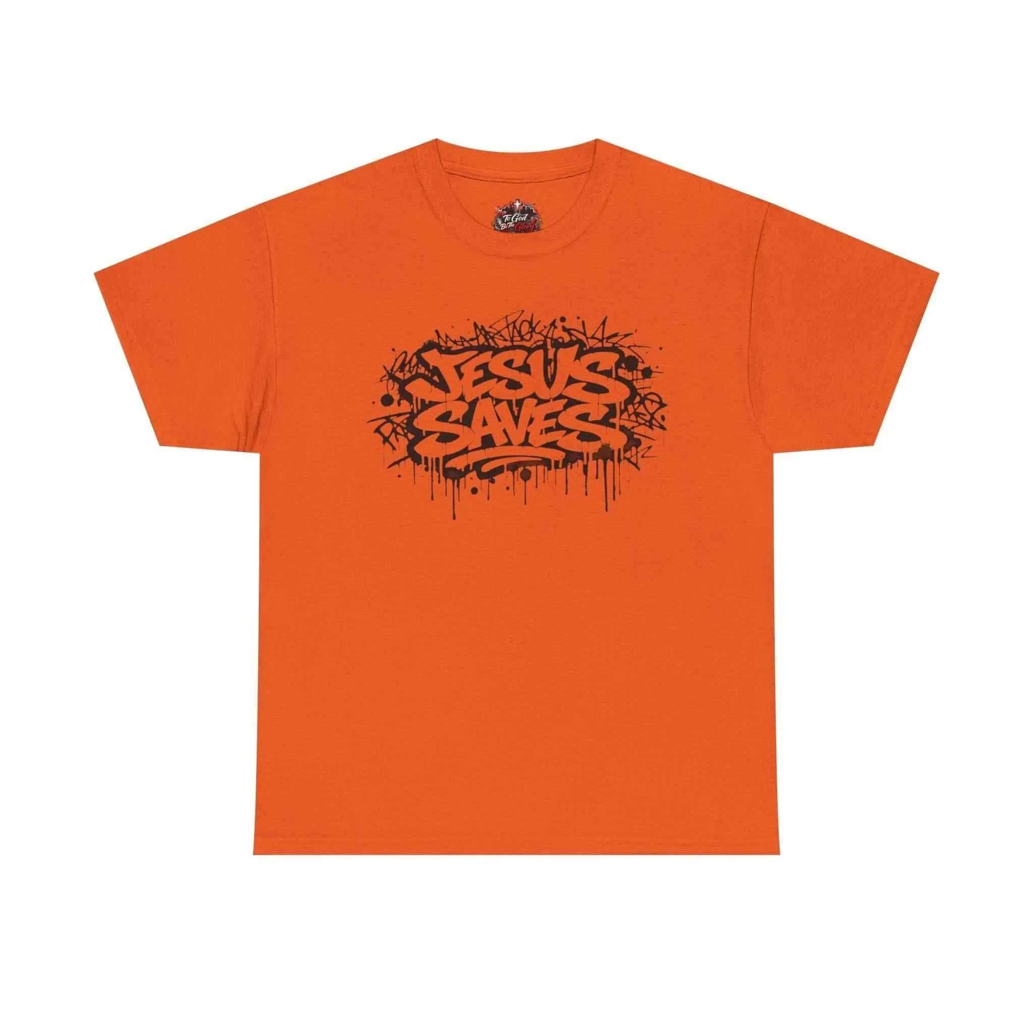 Jesus Saves Graffiti T-Shirt T-Shirt Printify Orange S