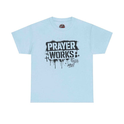 Prayer Works T‑Shirt — Faith Graphic Tee ("Prayer Works") T-Shirt Printify Light Blue S