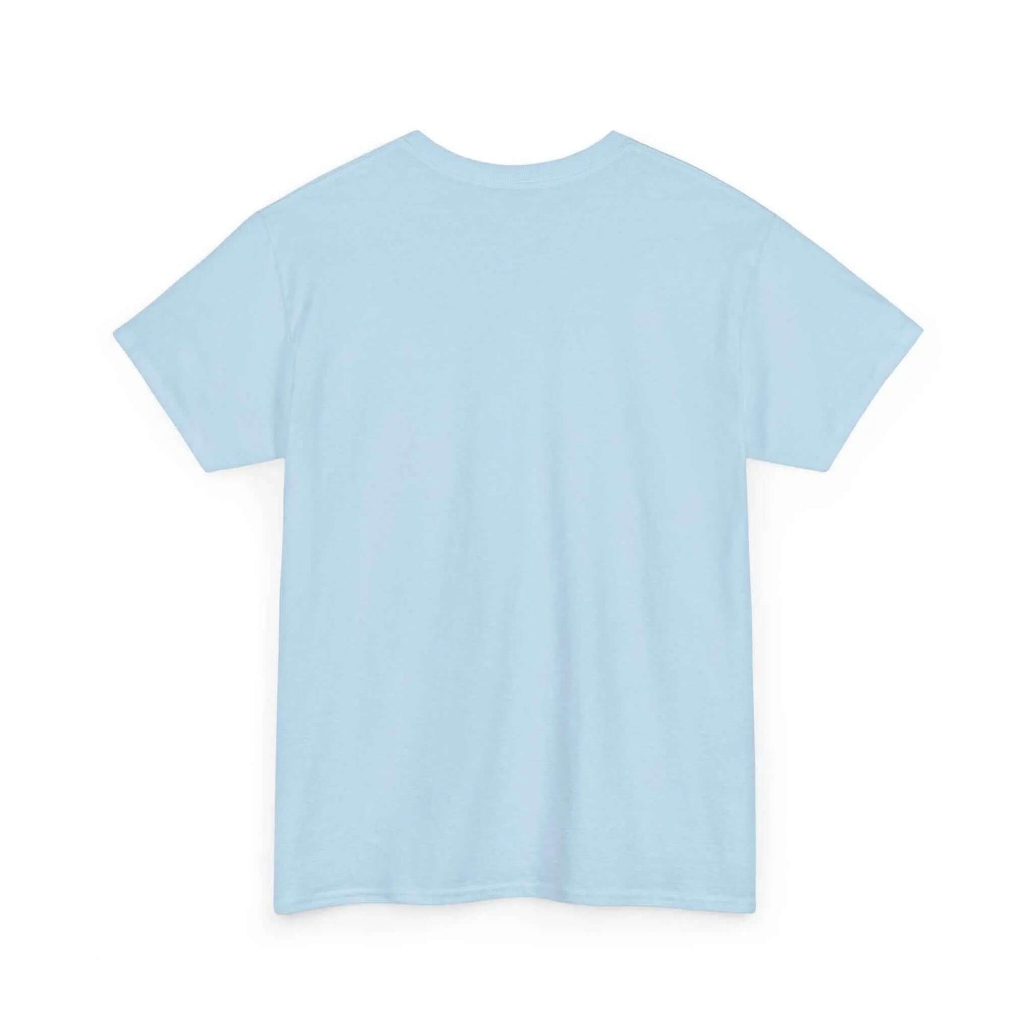 Back view of YHWH Marble Text T-Shirt — Minimalist Religious Faith Tee in Light Blue color.