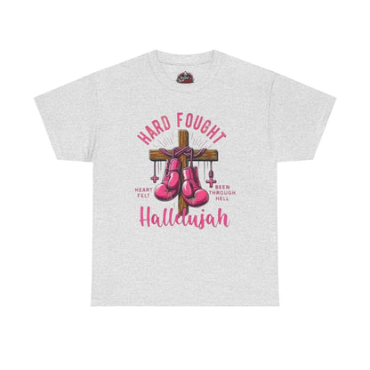 Hard fought Hallelujah Tee religious T-Shirt Printify Ash S
