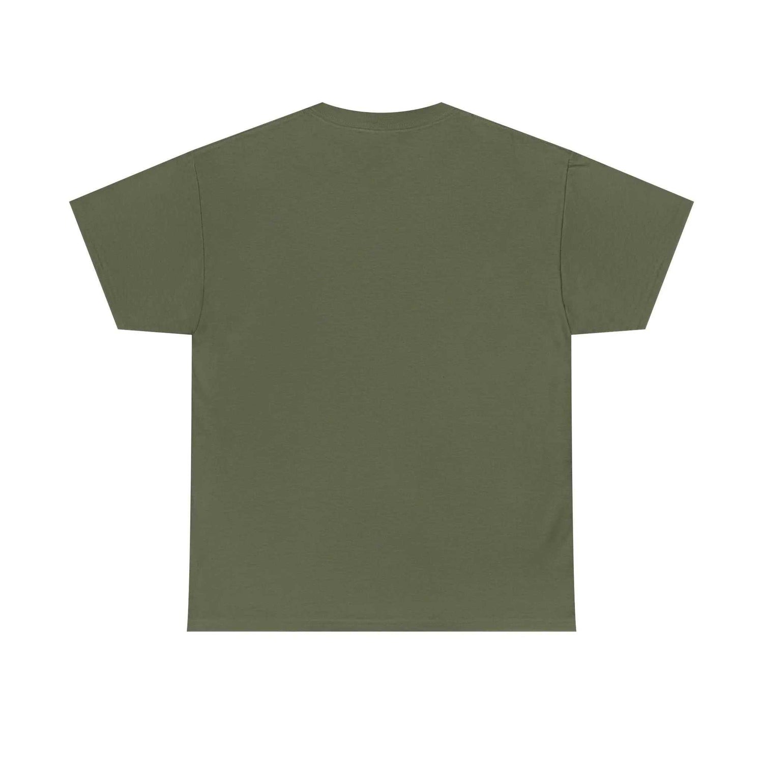 Back view of All For His Glory TShirt — Christian Faith Graphic Tee in olive green.