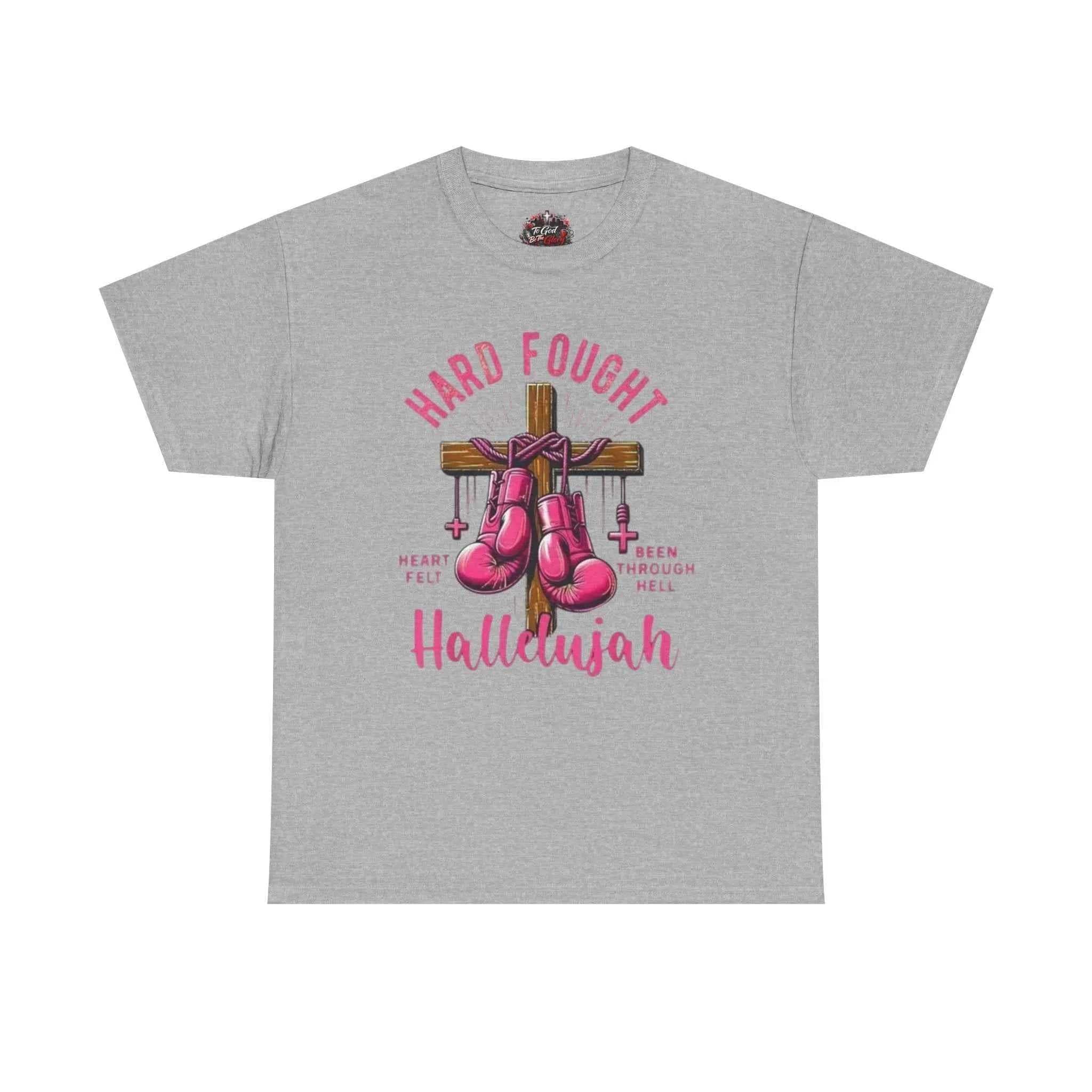 Hard fought Hallelujah Tee religious T-Shirt Printify Sport Grey S