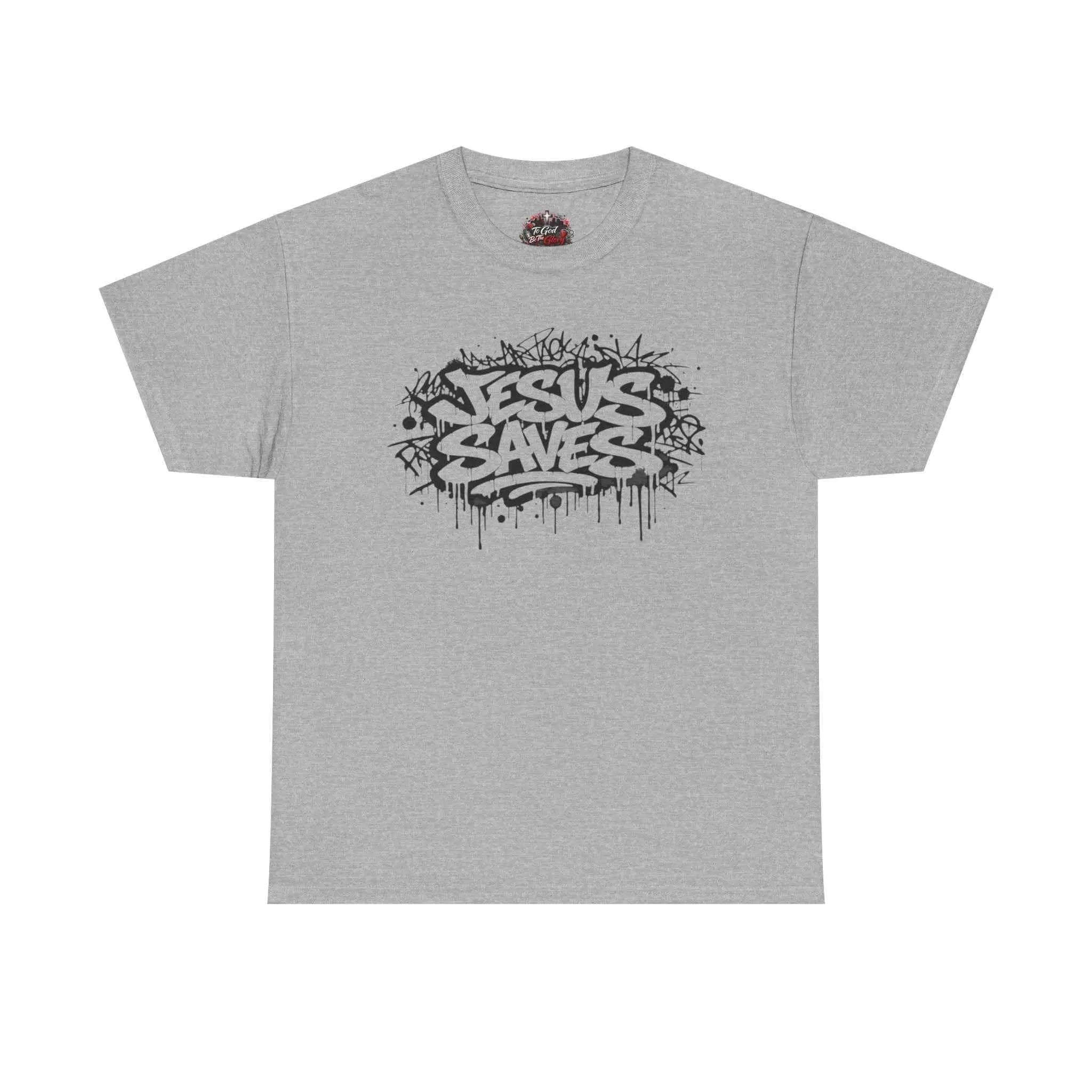 Jesus Saves Graffiti T-Shirt T-Shirt Printify Sport Grey S