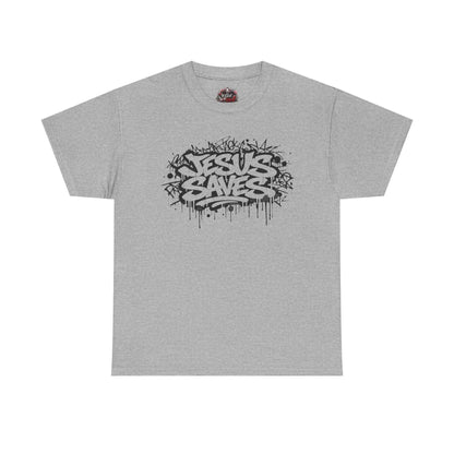 Jesus Saves Graffiti T-Shirt T-Shirt Printify Sport Grey S