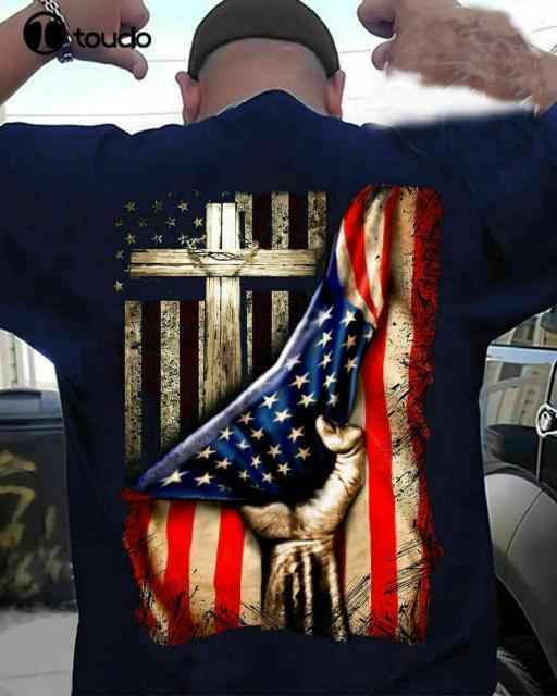 American Flag T-Shirt patriotic T-shirt To God be The Glory Creations S 2