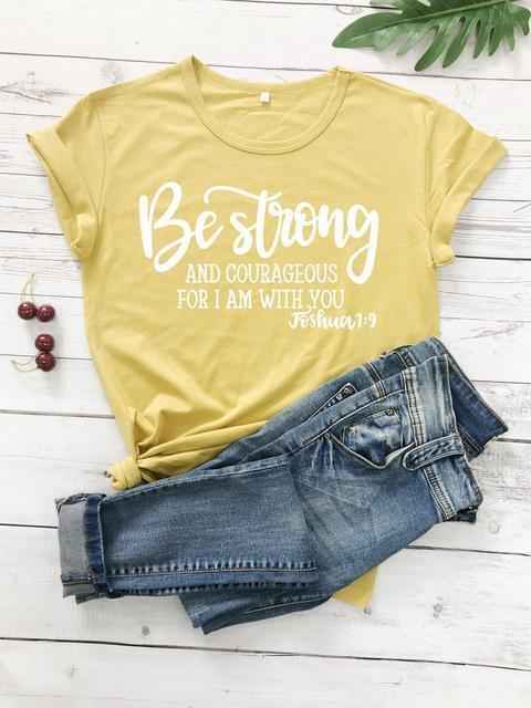 Be Strong and Courageous Christian T-Shirt T-shirt To God be The Glory Creations mustard--white text XL 50/50