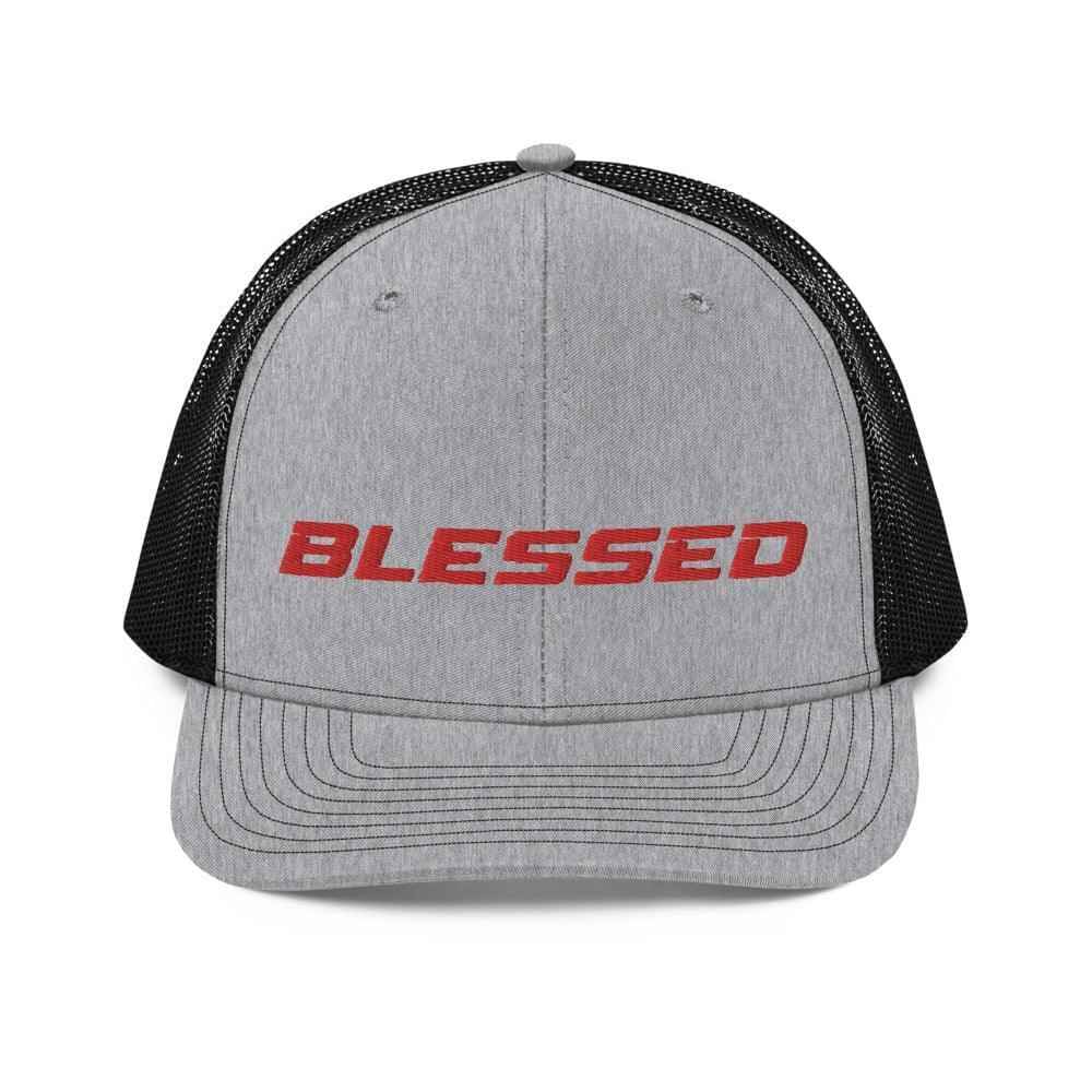 Blessed Trucker Cap religious unisex hat To God be The Glory Creations Heather Grey / Black Unisex