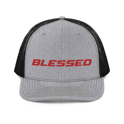 Blessed Trucker Cap religious unisex hat To God be The Glory Creations Heather Grey / Black Unisex