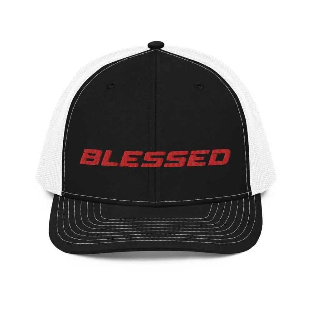 Blessed Trucker Cap religious unisex hat To God be The Glory Creations Black / White Unisex