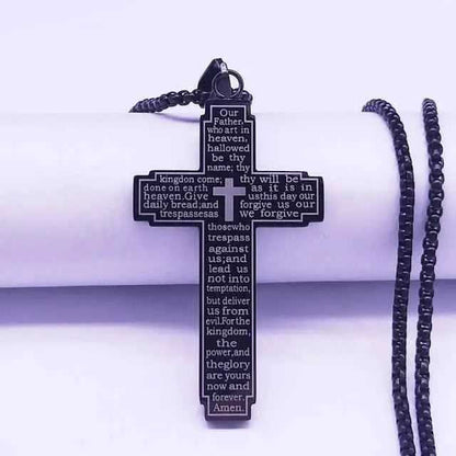 Christian Cross Stainless Steel necklace To God be The Glory Creations 60CM BOX BK