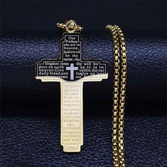 Christian Cross Stainless Steel necklace To God be The Glory Creations 60CM BOX GD