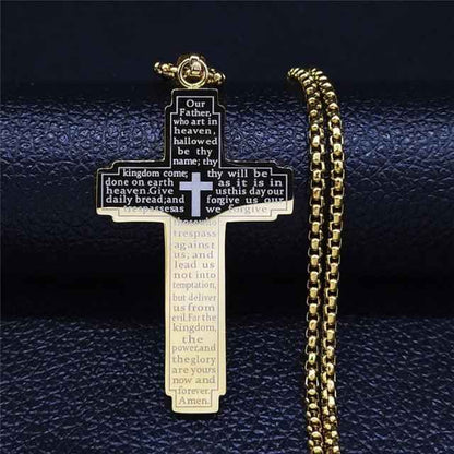 Christian Cross Stainless Steel necklace To God be The Glory Creations 60CM BOX GD
