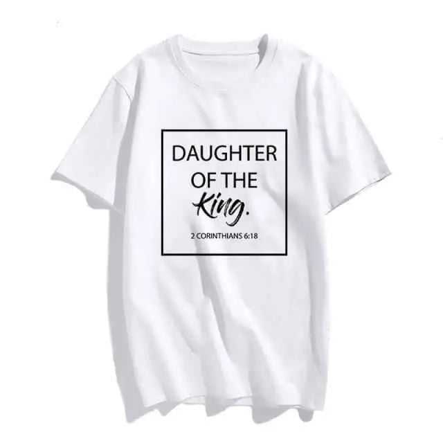 Christian T-Shirt Daughter of The King Letter Print T-shirt To God be The Glory Creations
