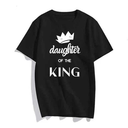 Christian T-Shirt Daughter of The King Letter Print T-shirt To God be The Glory Creations Black-3458 XXXL Females