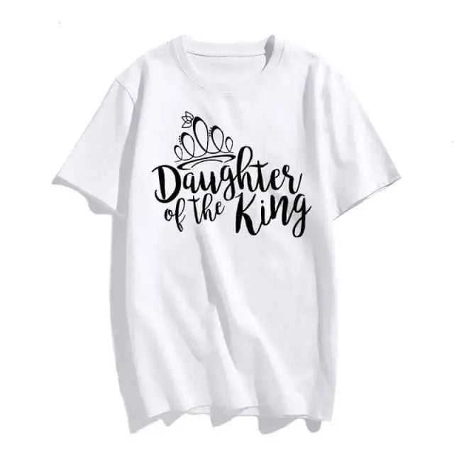 Christian T-Shirt Daughter of The King Letter Print T-shirt To God be The Glory Creations