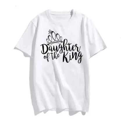 Christian T-Shirt Daughter of The King Letter Print T-shirt To God be The Glory Creations