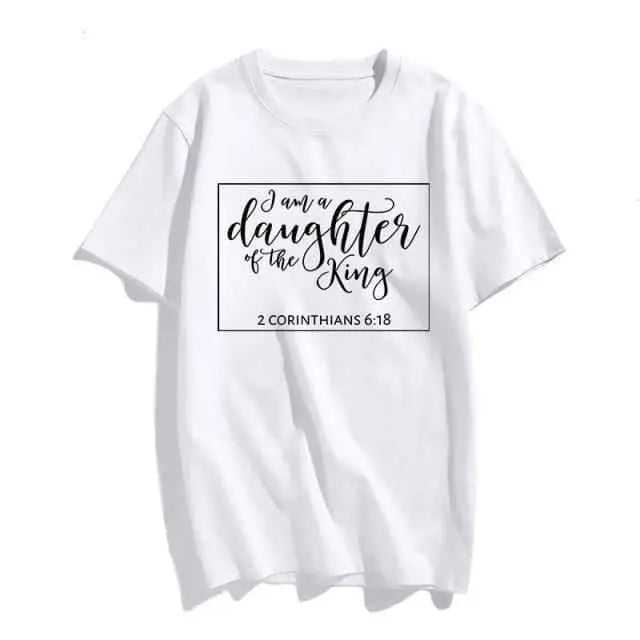 Christian T-Shirt Daughter of The King Letter Print T-shirt To God be The Glory Creations