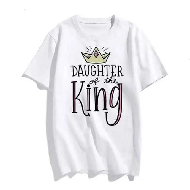 Christian T-Shirt Daughter of The King Letter Print T-shirt To God be The Glory Creations