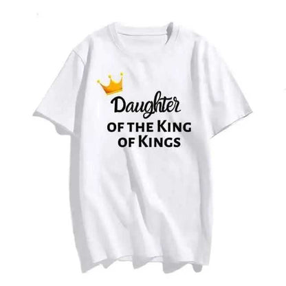 Christian T-Shirt Daughter of The King Letter Print T-shirt To God be The Glory Creations