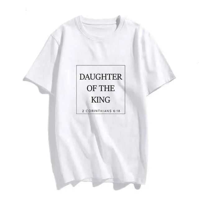 Christian T-Shirt Daughter of The King Letter Print T-shirt To God be The Glory Creations 26737 M Females