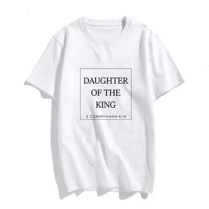 Christian T-Shirt Daughter of The King Letter Print T-shirt To God be The Glory Creations 26737 M Females