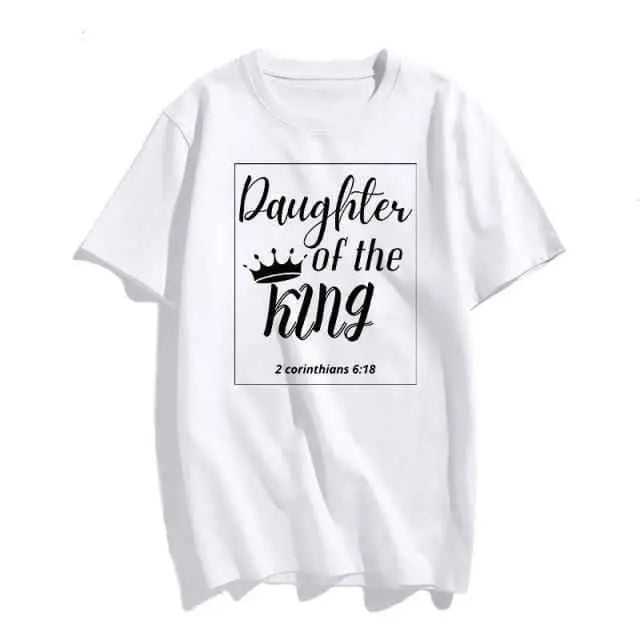 Christian T-Shirt Daughter of The King Letter Print T-shirt To God be The Glory Creations