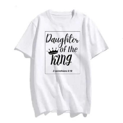 Christian T-Shirt Daughter of The King Letter Print T-shirt To God be The Glory Creations