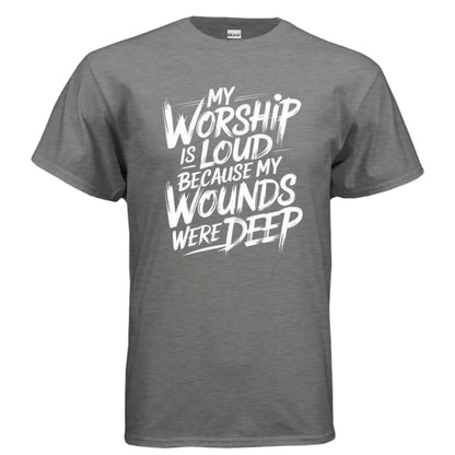 Worship is Loud T-Shirt To God be The Glory Creations GRAPHITE HEATHER S