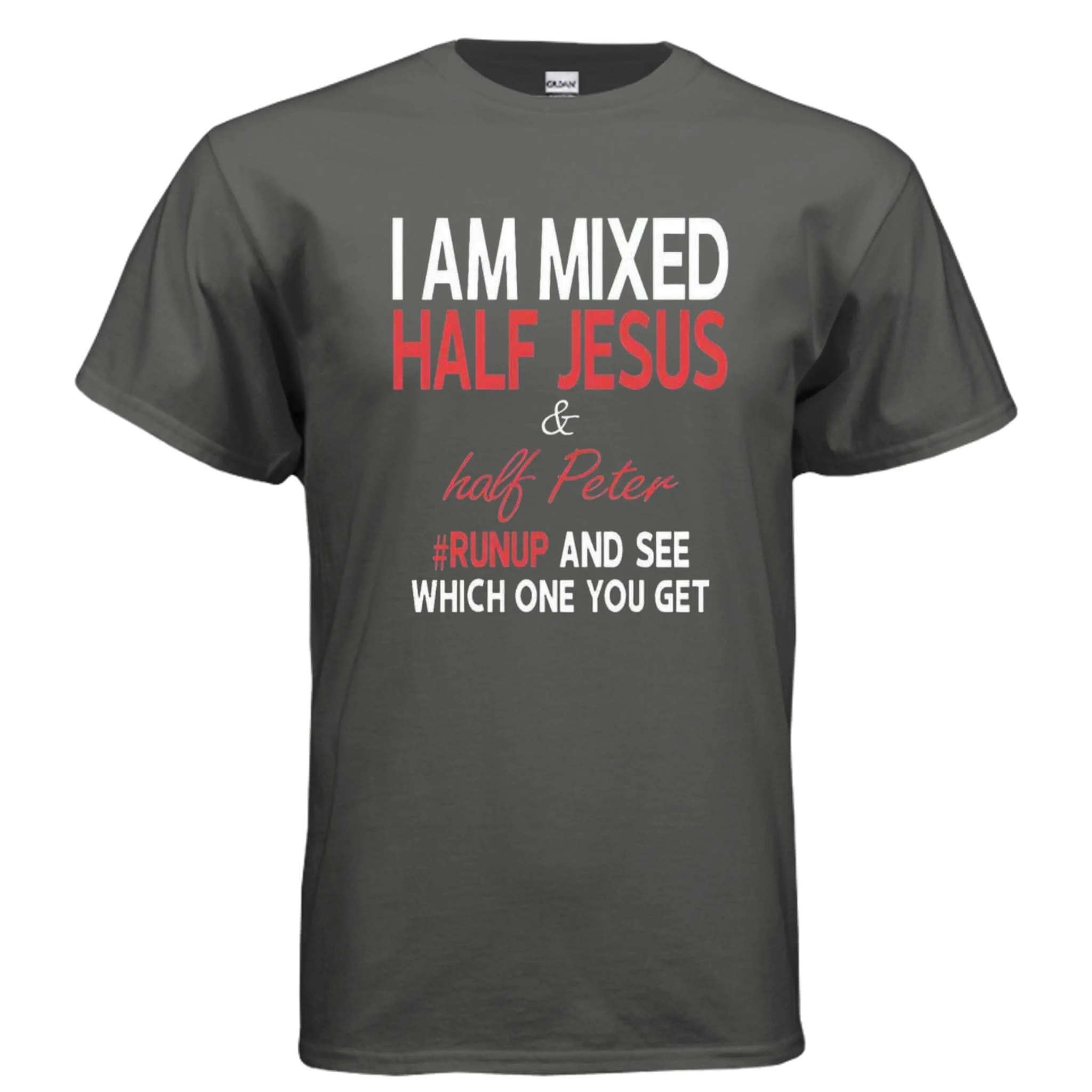 Half Jesus Half Peter soft t-shirt T-Shirt To God be The Glory Creations CHARCOAL S