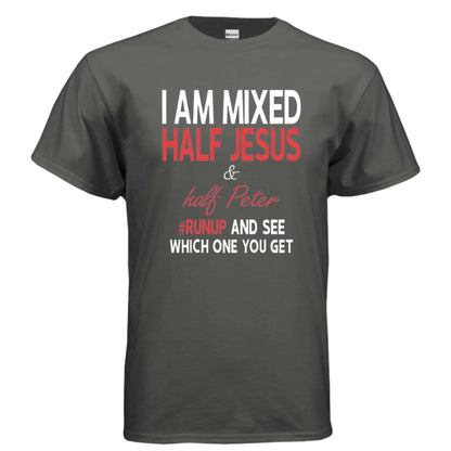 Half Jesus Half Peter soft t-shirt T-Shirt To God be The Glory Creations CHARCOAL S