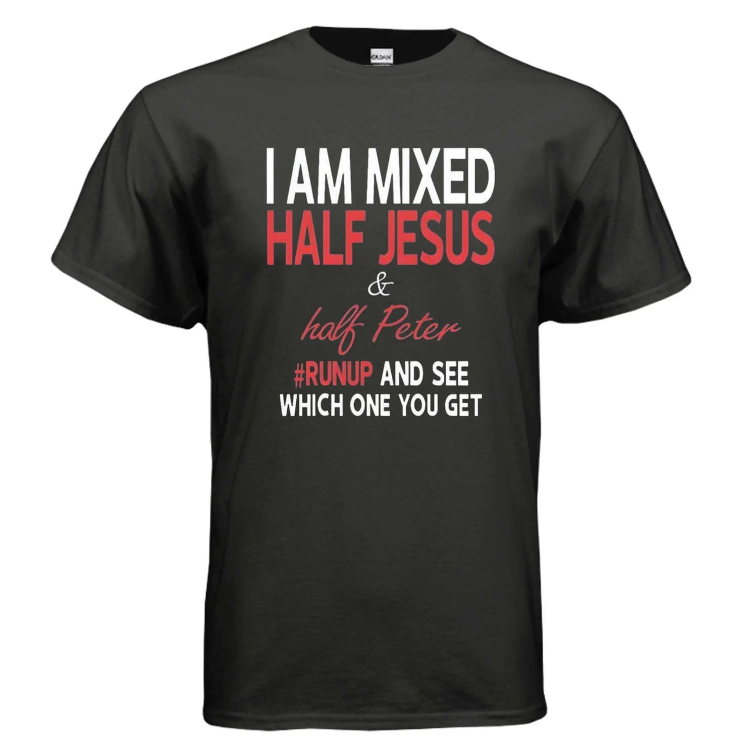 Half Jesus Half Peter soft t-shirt T-Shirt To God be The Glory Creations BLACK S