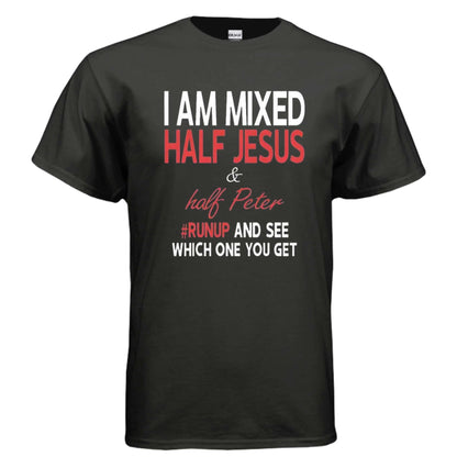 Half Jesus Half Peter soft t-shirt T-Shirt To God be The Glory Creations BLACK S