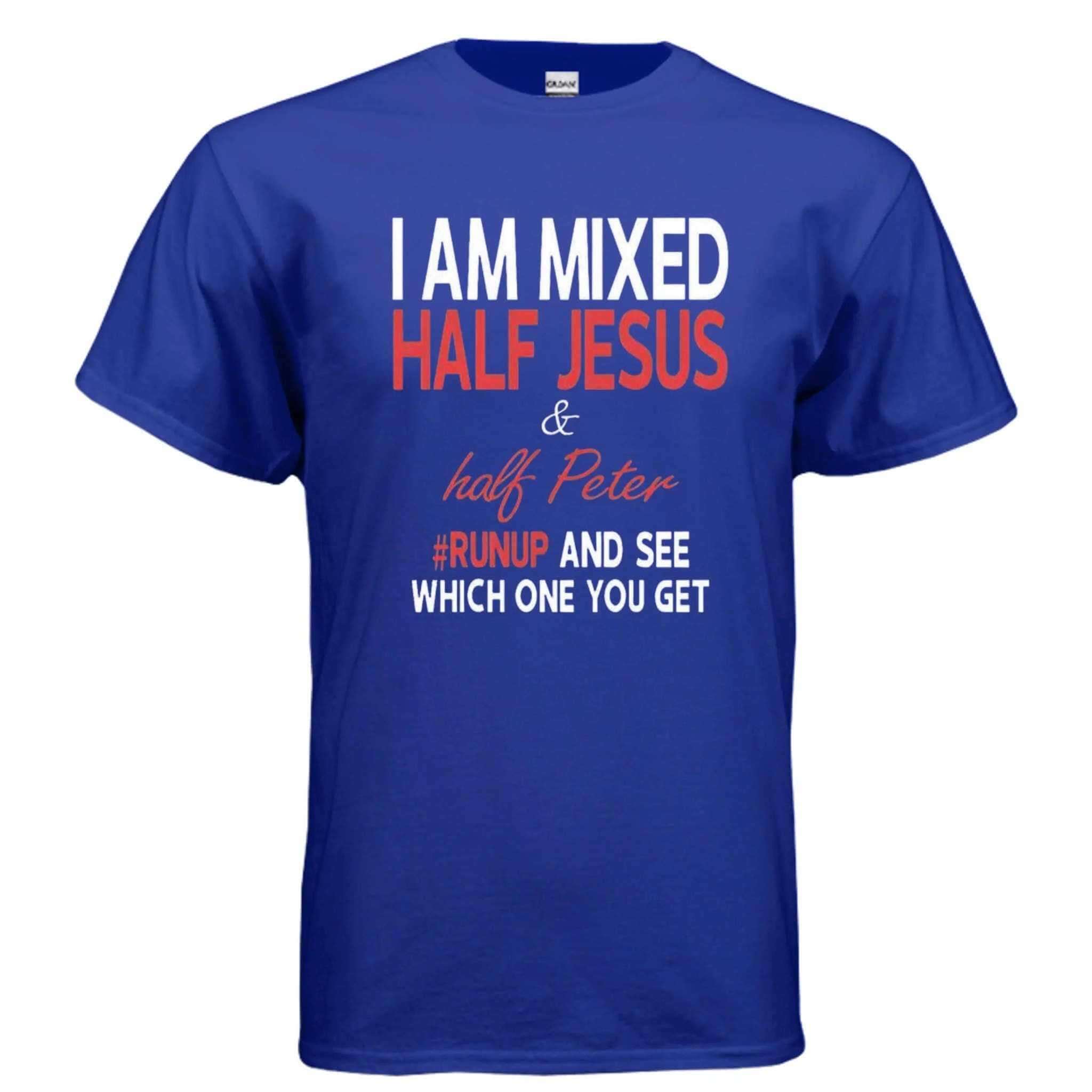 Half Jesus Half Peter soft t-shirt T-Shirt To God be The Glory Creations ROYAL S