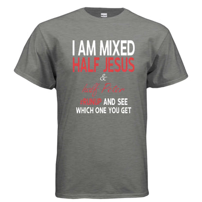 Half Jesus Half Peter soft t-shirt T-Shirt To God be The Glory Creations GRAPHITE HEATHER S